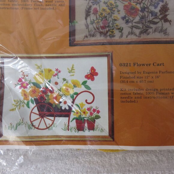 The Creative Circle 0321 Flower Cart Embroidery Kit 12" X 16" New Deadstock - Picture 4 of 10